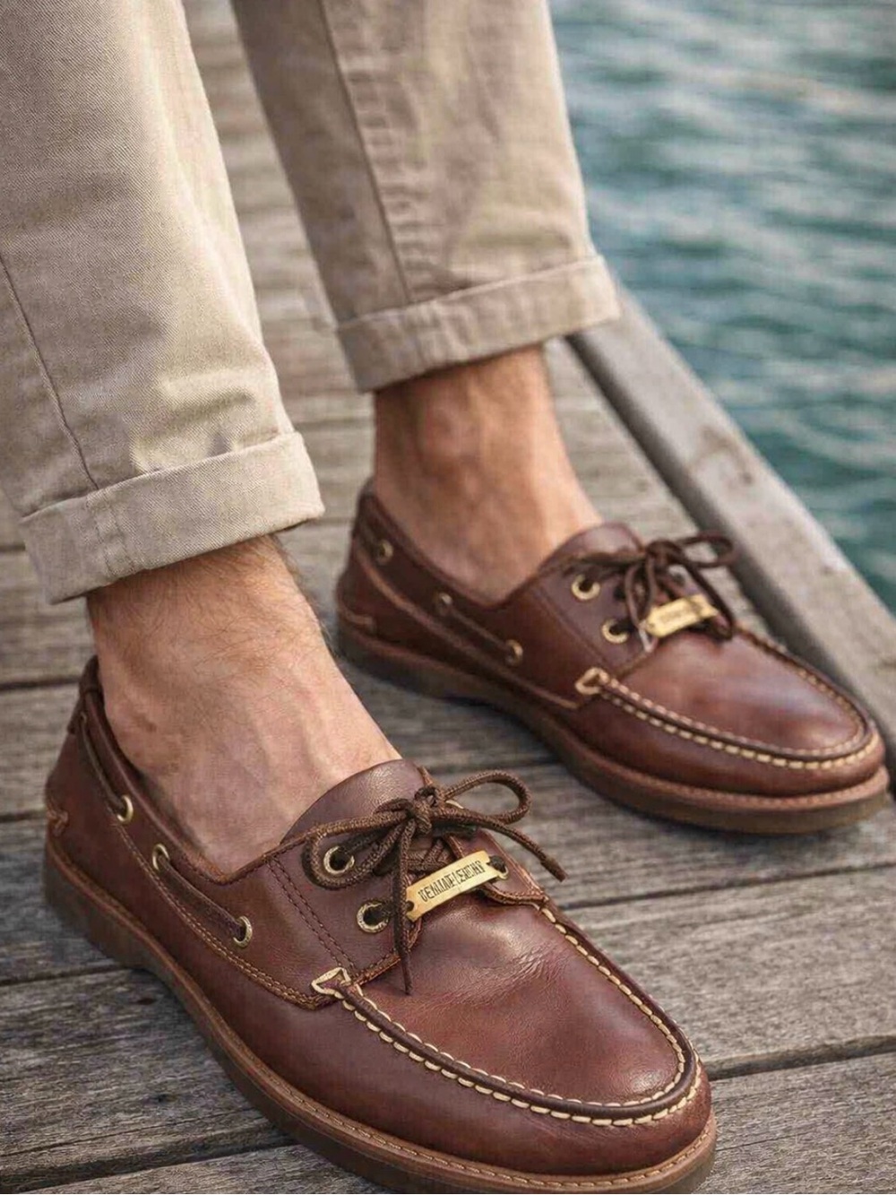 Dockers Men's Castaway Brown Leather Boat Shoes Size 8W Wide